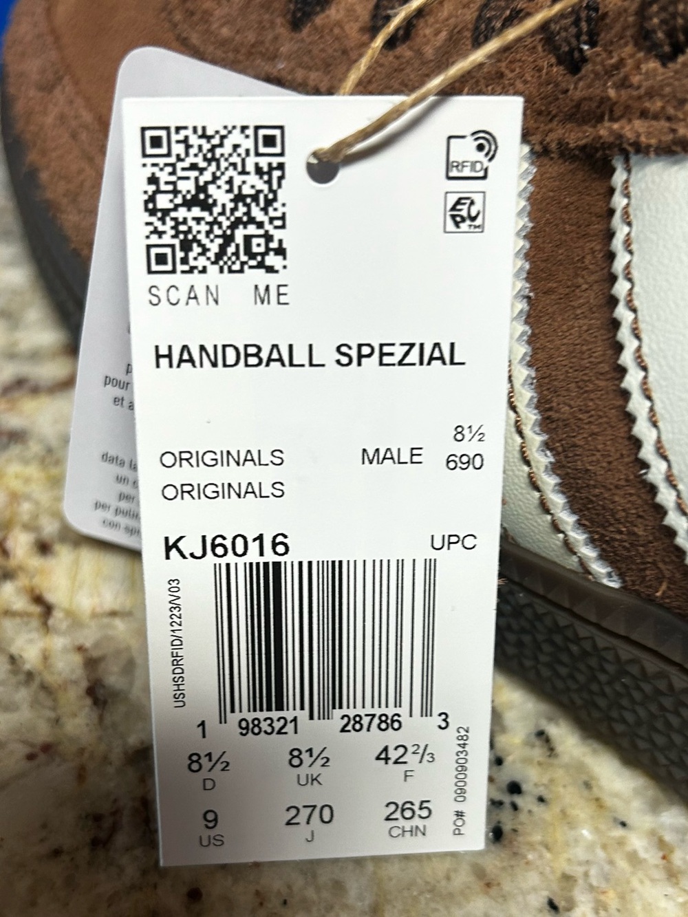 NIB adidas Handball Spezial Brown Suede Sneakers White Stripes Men 9 Pickleball - Picture 8 of 9